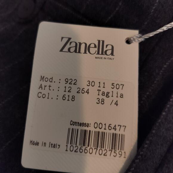 Zanella Wool Dress Pants Pinstripe Made In Italy Pleated Trousers - Picture 13 of 13